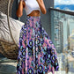 Coconut Tree Print Shirred Wide Leg Pants
