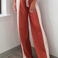 Flamingo Color Block Drawstring High Waist Wide Leg Pants