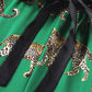 Green Cheetah Print Short Sleeve Shirt and Pants Pajama Set