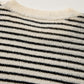 Black white Striped O Neck Sweater Vest