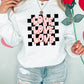 White Checkerboard LOVE Printed Round Neck Valentines Sweatshirt