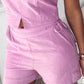 2 Pieces Summer Outfit Halter Sleeveless Hollow out Crop Tank and Casual Drastring Shorts Set