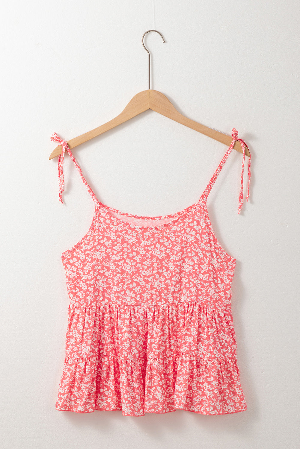 Red Floral Adjustable Straps Babydoll Tank Top