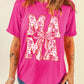 Rose Red Floral MAMA Lettering Bow Print T Shirt