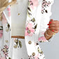Floral Print Puff Sleeve Double Breasted Blazer Coat & Skirt Set