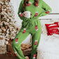 Spinach Green Sequin Christmas Stockings Graphic Two Piece Lounge Set