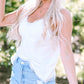 White Delicate Lace Trim Flared Tank Top