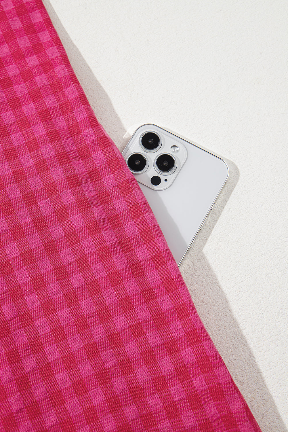 Rose Ginham Check Bubble Sleeve Ruffled Maxi Dress