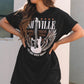 Black Nashville Guitar Print Crew Neck T Shirt Mini Dress