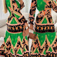 Colorblock Geometric Tropical Print Long Sleeve Dress