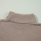 Smoke Gray Striped Plaid Patchwork Waffle Knit Turtleneck Sweater
