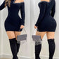 Cold Shoulder Rhinestone Decor Mini Dress