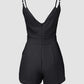 Plunge Sleeveless Ruched Pocket Design Romper