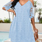 V Neck Cold Shoulder Sleeveless Lace Hem Straight Dress Vacation Dress