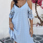 V Neck Cold Shoulder Sleeveless Lace Hem Straight Dress Vacation Dress