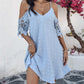 V Neck Cold Shoulder Sleeveless Lace Hem Straight Dress Vacation Dress
