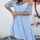V Neck Cold Shoulder Sleeveless Lace Hem Straight Dress Vacation Dress