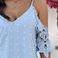 V Neck Cold Shoulder Sleeveless Lace Hem Straight Dress Vacation Dress