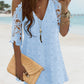 V Neck Cold Shoulder Sleeveless Lace Hem Straight Dress Vacation Dress