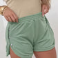 Side Metal Button Slit Active Shorts Casual Strechy Waist Sports Shorts