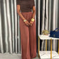 2 Pieces Outfit Off the Shoulder Skinny Top and Casual Wide Leg Business Pants Set