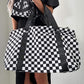 Black Checkered Print Large Capacity Tote Bag