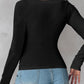 U Neck Long Sleeve Built In Bra Shirt Casual Seamless Slim Fit Top