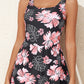 Black Floral Print Twisted Hollowed Back Swim Dress
