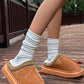 Chestnut Contrast Edge Suede Plush Lined Thick Sole Winter Slippers