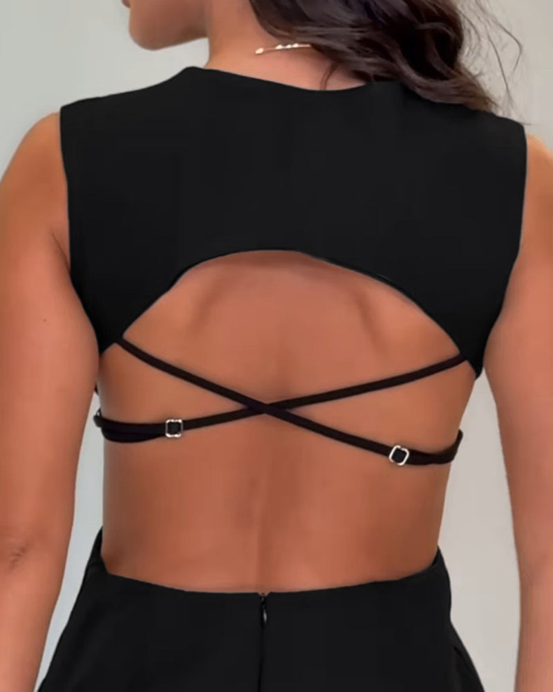 Square Neck Sleeveless Sexy Backless Skirt