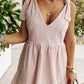 Delicacy Embroidered Eyelets Ruffled Hem Sleeveless Mini Dress