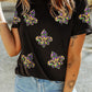 Black Maid Gras Sequin Fleur de Lis Graphic T Shirt