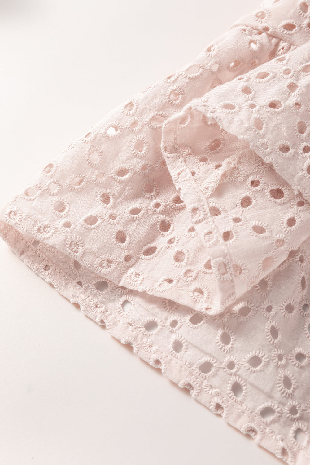 Delicacy Embroidered Eyelets Ruffled Hem Sleeveless Mini Dress