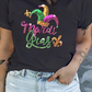 Black Shimmering Mardi Gras Graphic Plus Size T Shirt