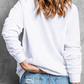 White Easter Bunny Bow Print Round Neck Pullover Sweatshirt