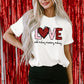 White Valentine LOVE Heart Shape Crew Neck Graphic Tee