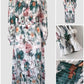 2 Pieces Outfit Floral Print Elastic Off Shoulder Hem Ruffle cuffs Shirred Top and Casual Elastic Waist Pleated Skirt Set With Lining(Without Belt)