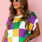 Tillandsia Purple Color Block Cap Sleeve Sweater