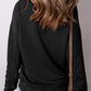 Black Drop Shoulder Crisscross Stitching Pocketed Loose Sweatshirt