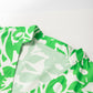 Green Floral Print Puff Half Sleeve V Neck Babydoll Dress