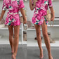 Floral Print Round Neck Half Sleeve Top and Casual Slit Shorts Sets