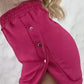 Side Metal Button Slit Active Shorts Casual Strechy Waist Sports Shorts