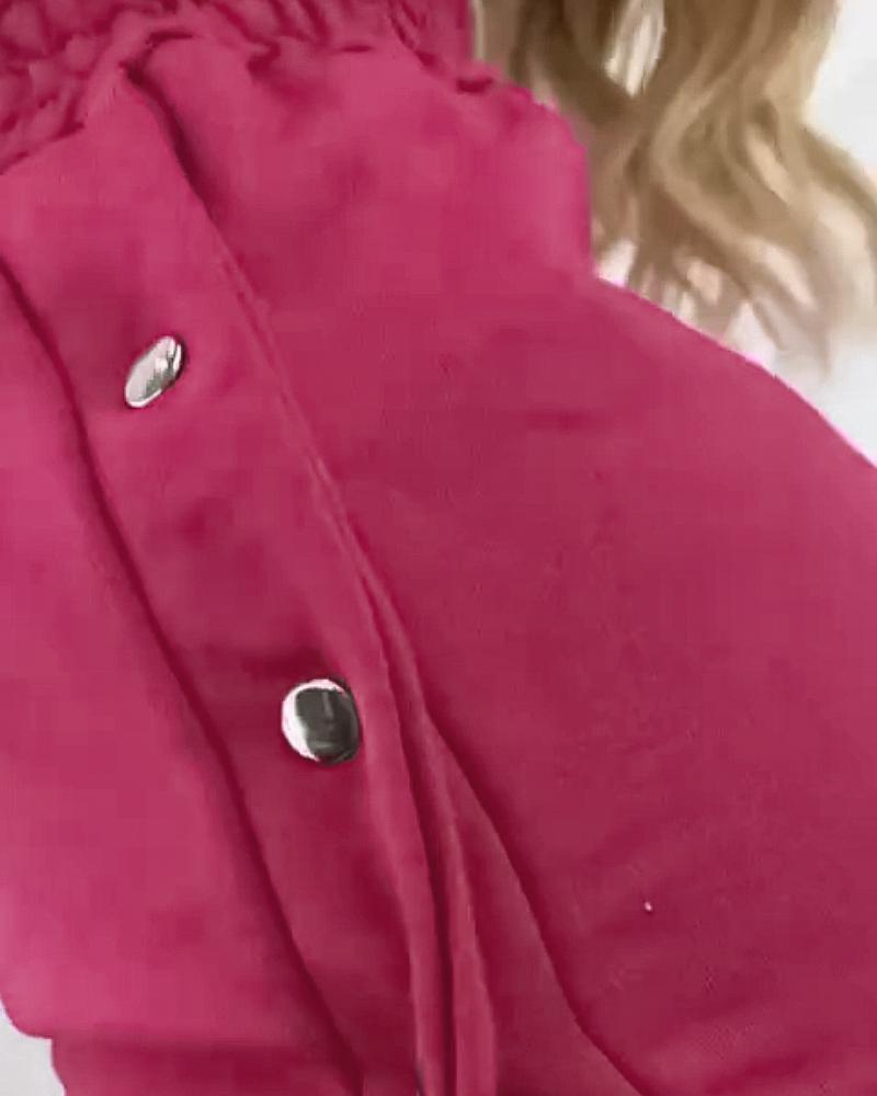 Side Metal Button Slit Active Shorts Casual Strechy Waist Sports Shorts