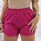 Side Metal Button Slit Active Shorts Casual Strechy Waist Sports Shorts