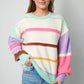 Multicolor Striped Colorblock Drop Shoulder Sweater