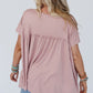 Light Pink Ruffled Trim Loose Babydoll Tee
