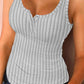 U Neck Snap Button Ribbed Tank Top