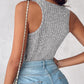 U Neck Snap Button Ribbed Tank Top