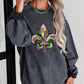 Gray Mardi Gras Symbol Heat Transfer Corded Pullover Sweatshirt