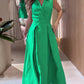 Sleeveless Turn Down Collar Maxi Dress Casual Waist A Line Ruched Dress